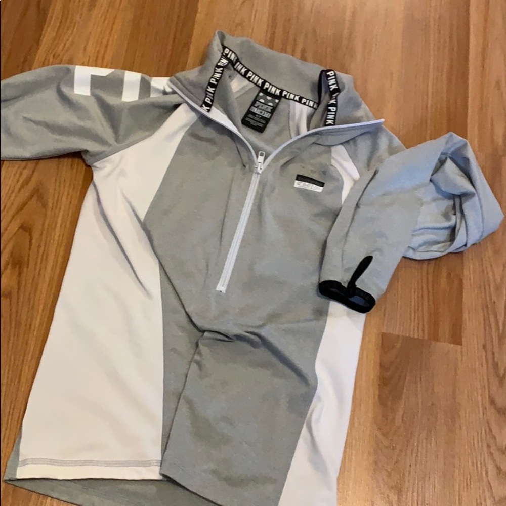 Grey ultimate half zip PINK